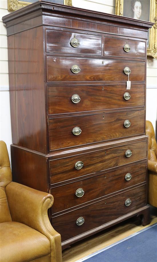 A George III mahogany chest on chest W.117cm
